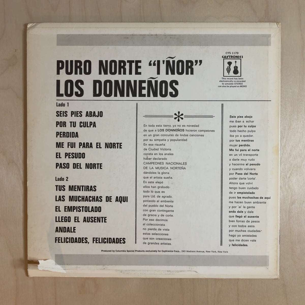 Los Donneños – Puro Norte "I'Ñor" – back cover