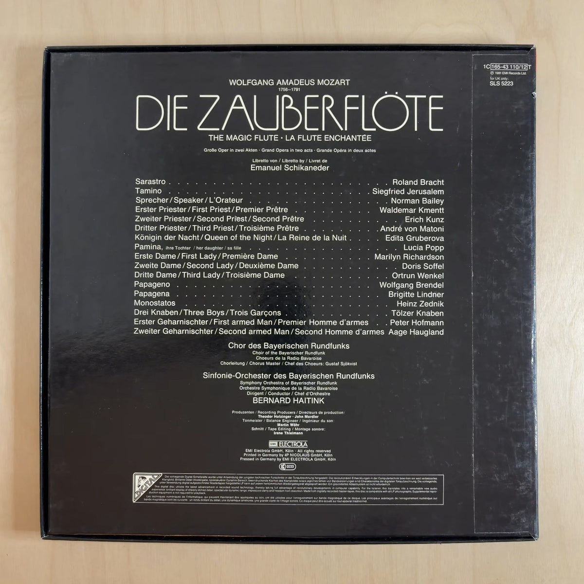 Wolfgang Amadeus Mozart, Bernard Haitink, Chor Des Bayerischen Rundfunks, Symphonie-Orchester Des Bayerischen Rundfunks – Die Zauberflöte – back cover