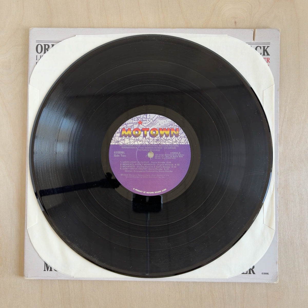 Stevie Wonder – Selections From The Original Motion Picture Soundtrack "The Woman In Red" – record label