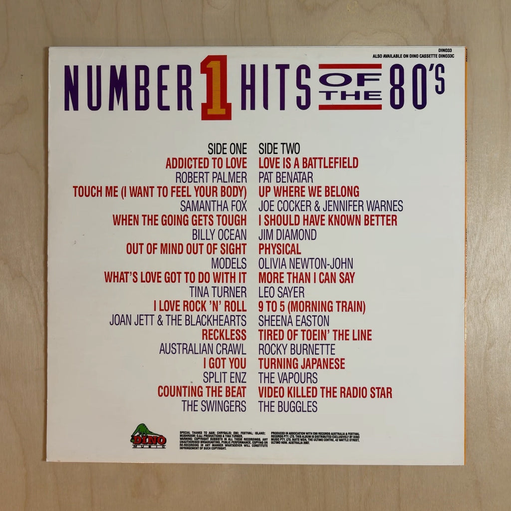 Various – Number 1 Hits Of The 80's – back cover