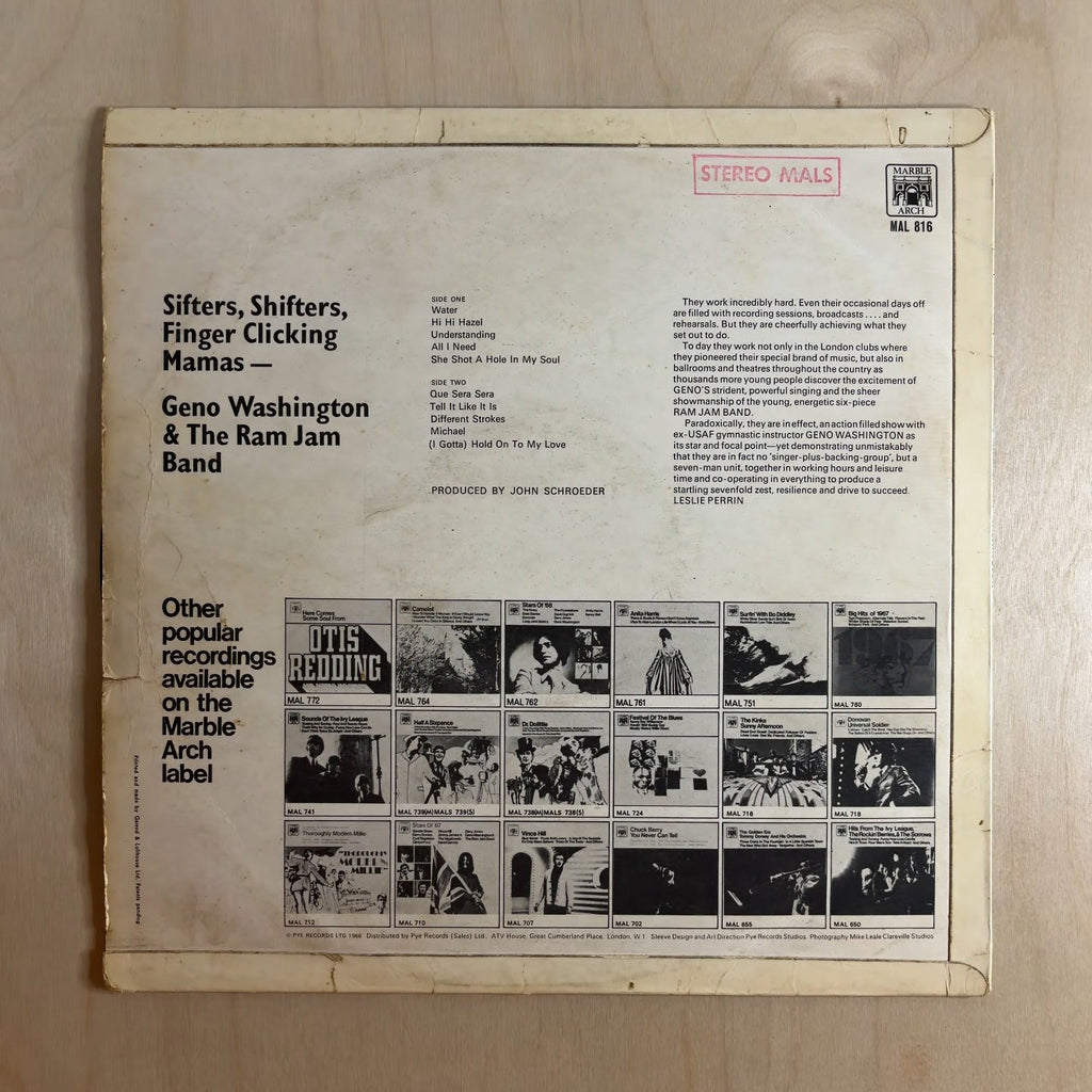 Geno Washington & The Ram Jam Band – Sifters, Shifters, Finger Clicking Mamas – back cover