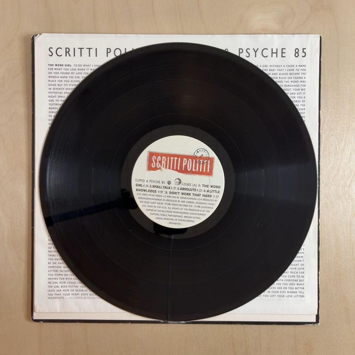 Scritti Politti – Cupid & Psyche 85 – record label