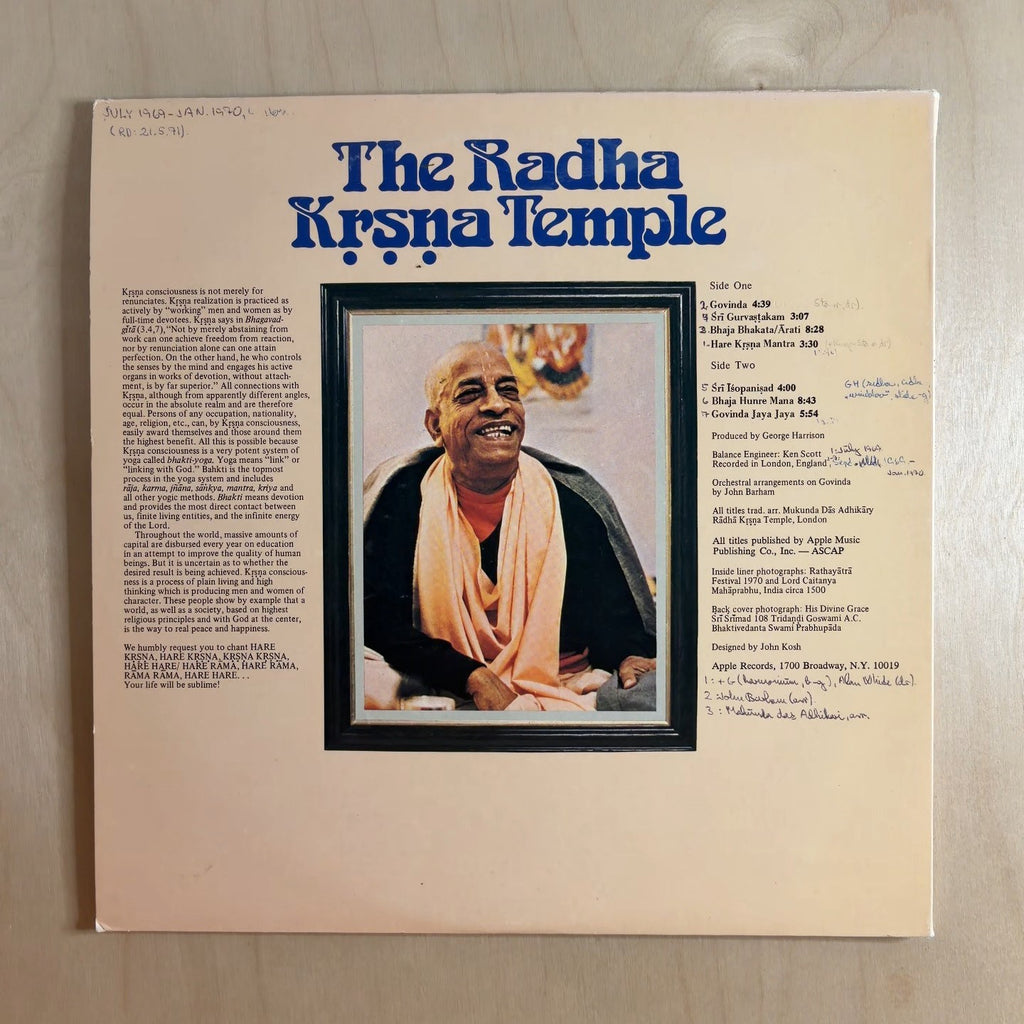 The Radha Krsna Temple – The Radha Krsna Temple – back cover
