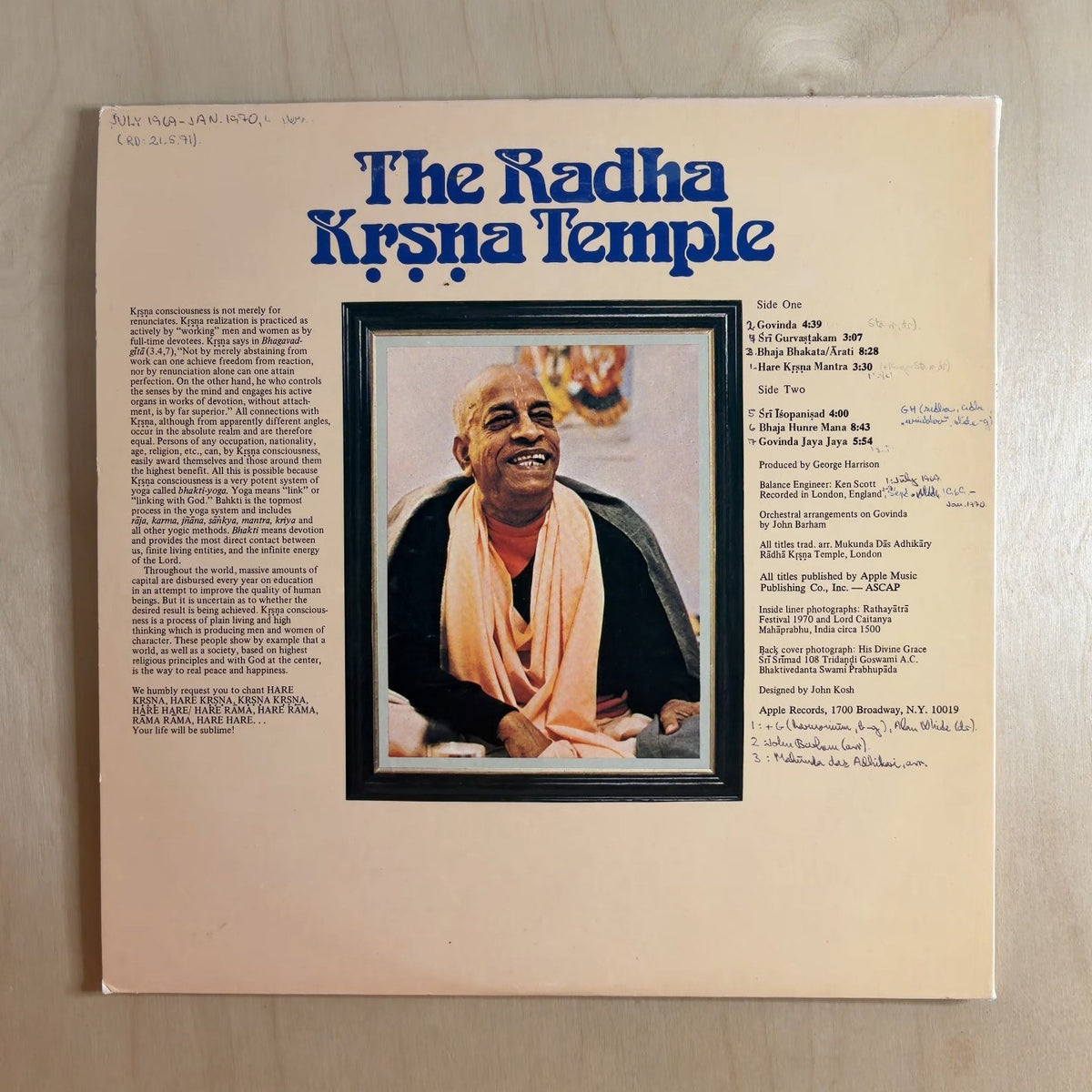 The Radha Krsna Temple – The Radha Krsna Temple – back cover