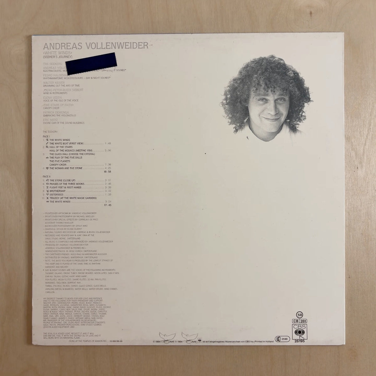 Andreas Vollenweider – White Winds (Seeker's Journey) – back cover