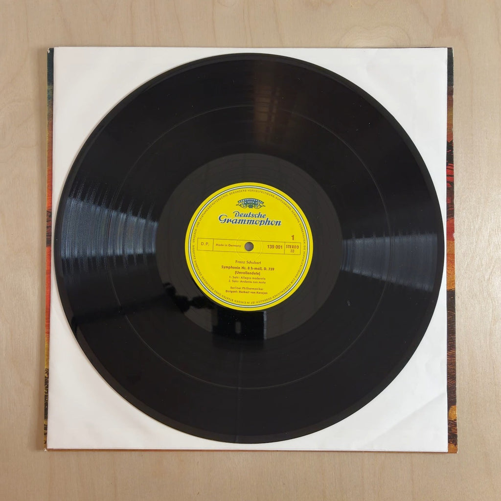 Franz Schubert, Ludwig van Beethoven, Berliner Philharmoniker, Herbert von Karajan – 8. Symphonie »Unvollendete« / Fidelio · Leonore III · Coriolan · Ouverturen – record label