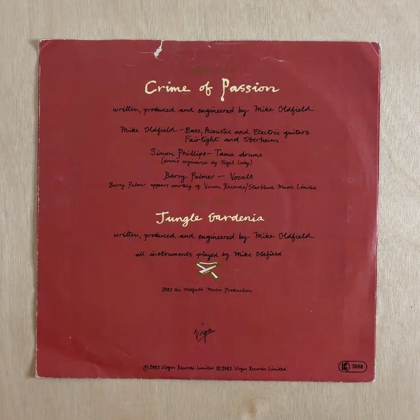 Mike Oldfield – Crime Of Passion – back cover