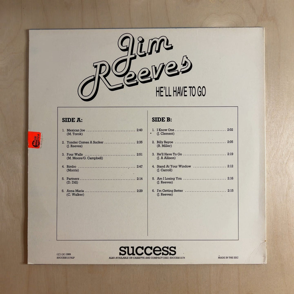 Jim Reeves – He'll Have To Go – back cover