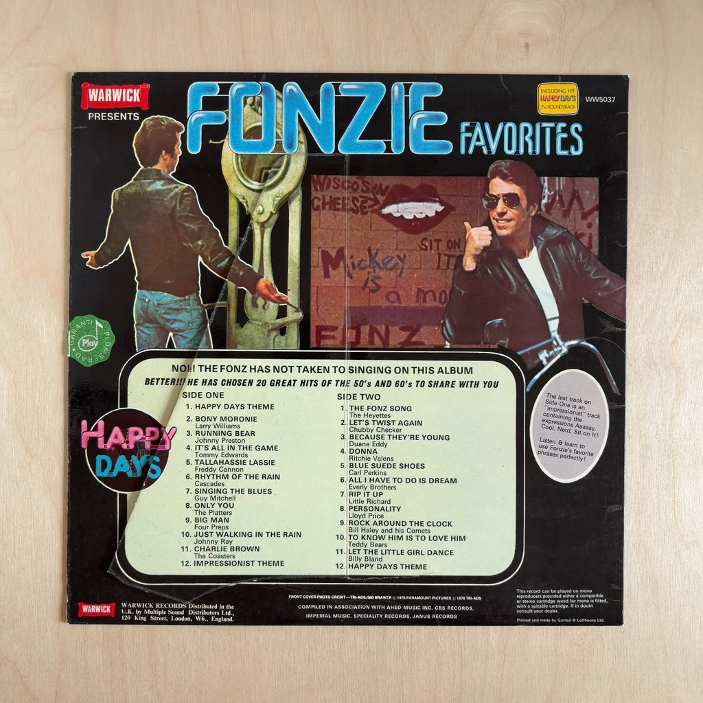 Various – Fonzie Favorites – back cover