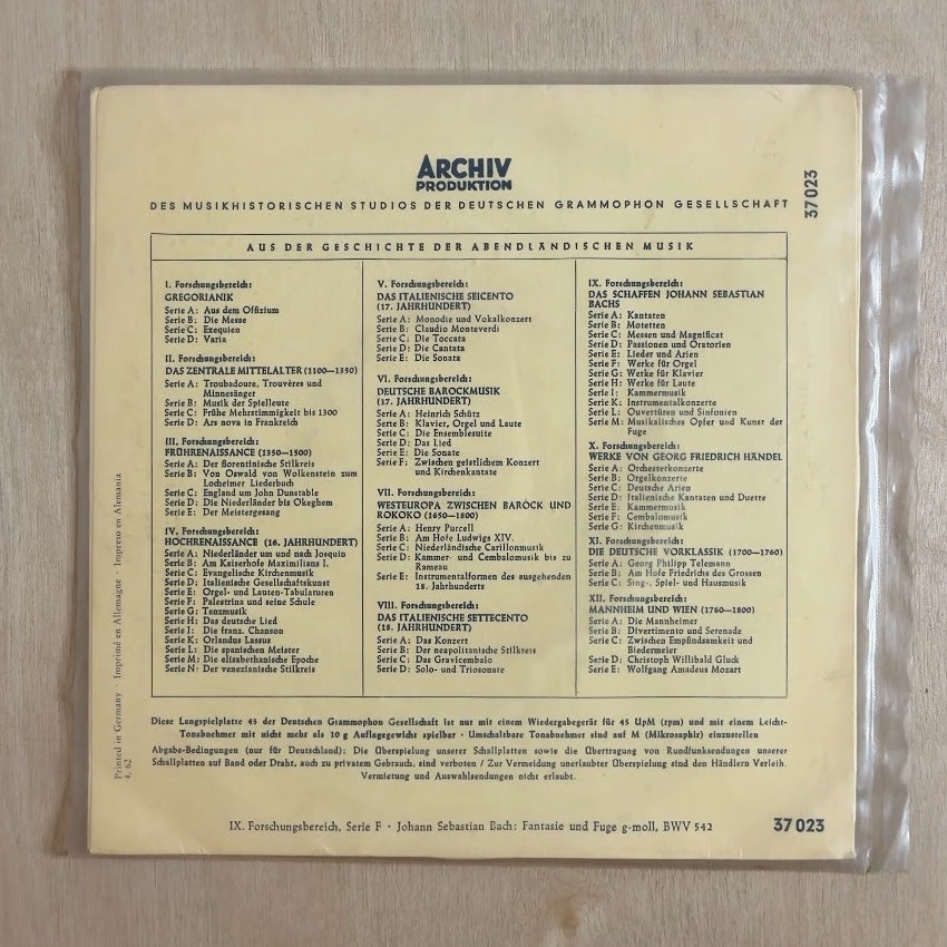 Johann Sebastian Bach, Helmut Walcha – Fantasie Und Fuge G-Moll, BWV 542 – back cover