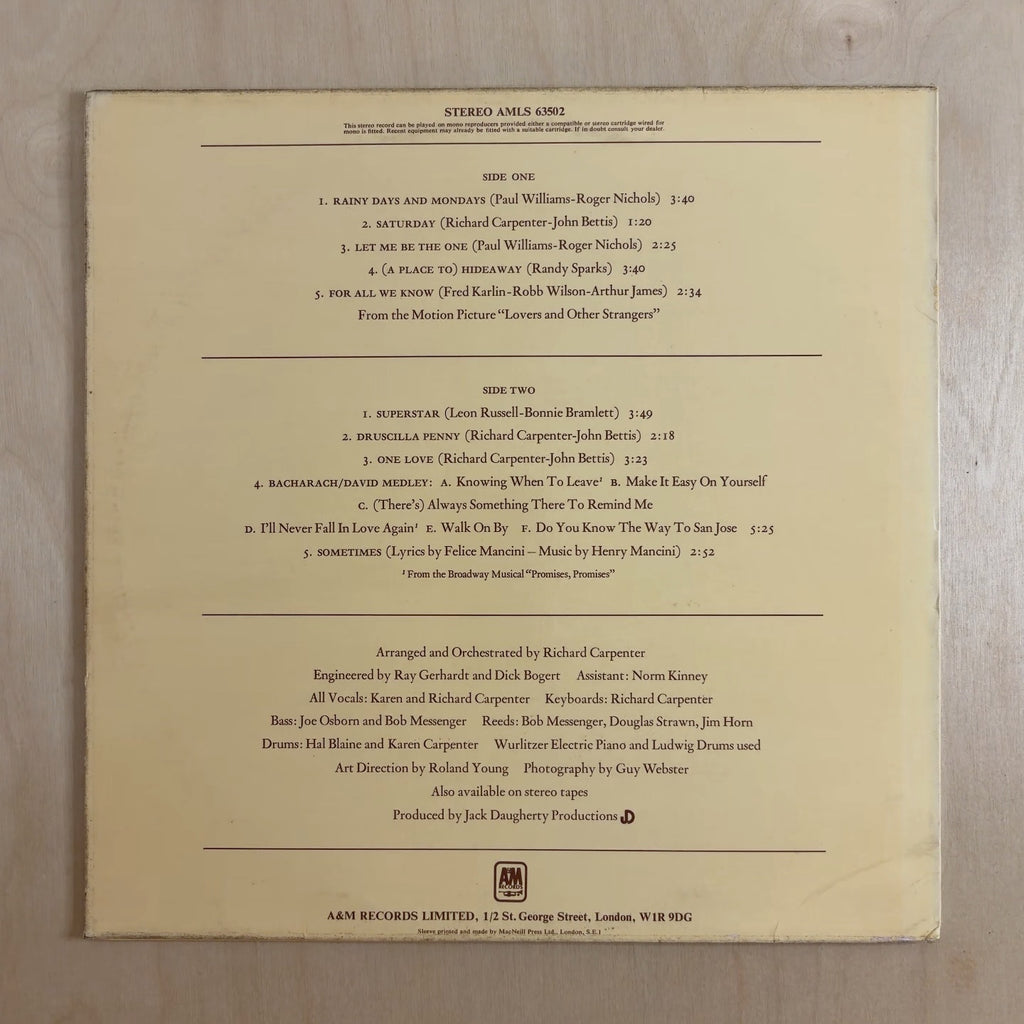 Carpenters – Carpenters – back cover