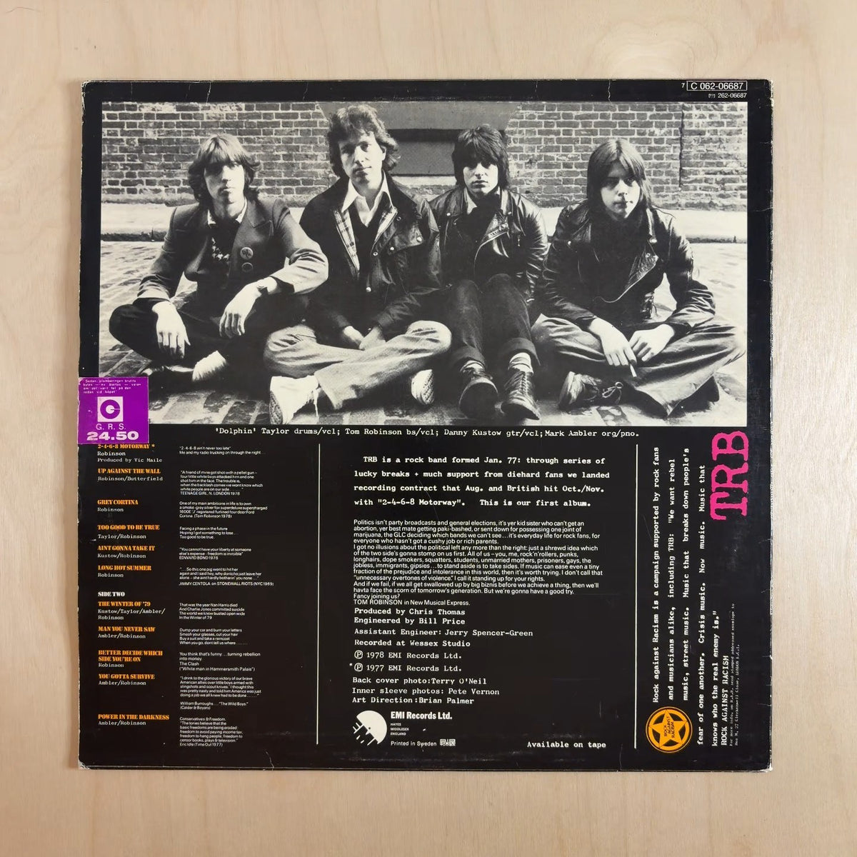 Tom Robinson Band – Power In The Darkness – back cover