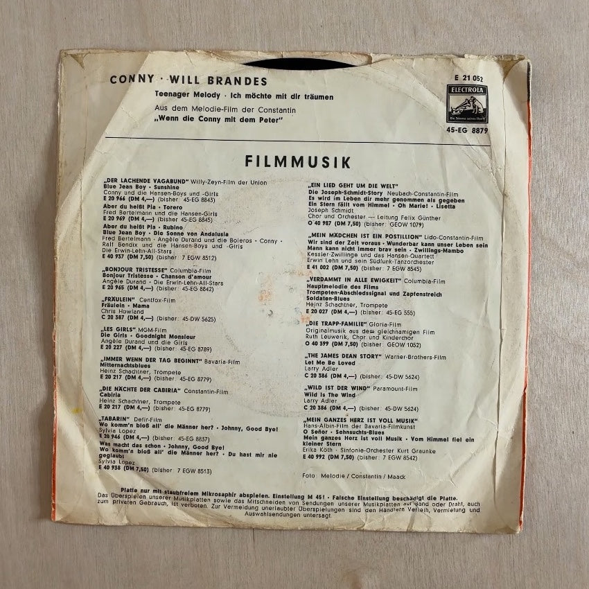 Conny Froboess, Will Brandes – Teenager Melody / Ich Möchte Mit Dir Träumen – back cover