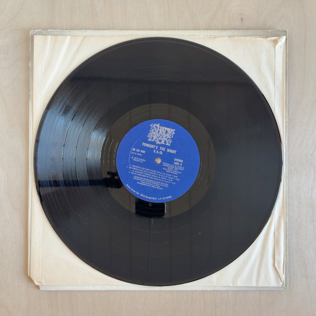 The S.S.O. Orchestra, Douglas Lucas, The Sugar Sisters – Tonight's The Night – record label