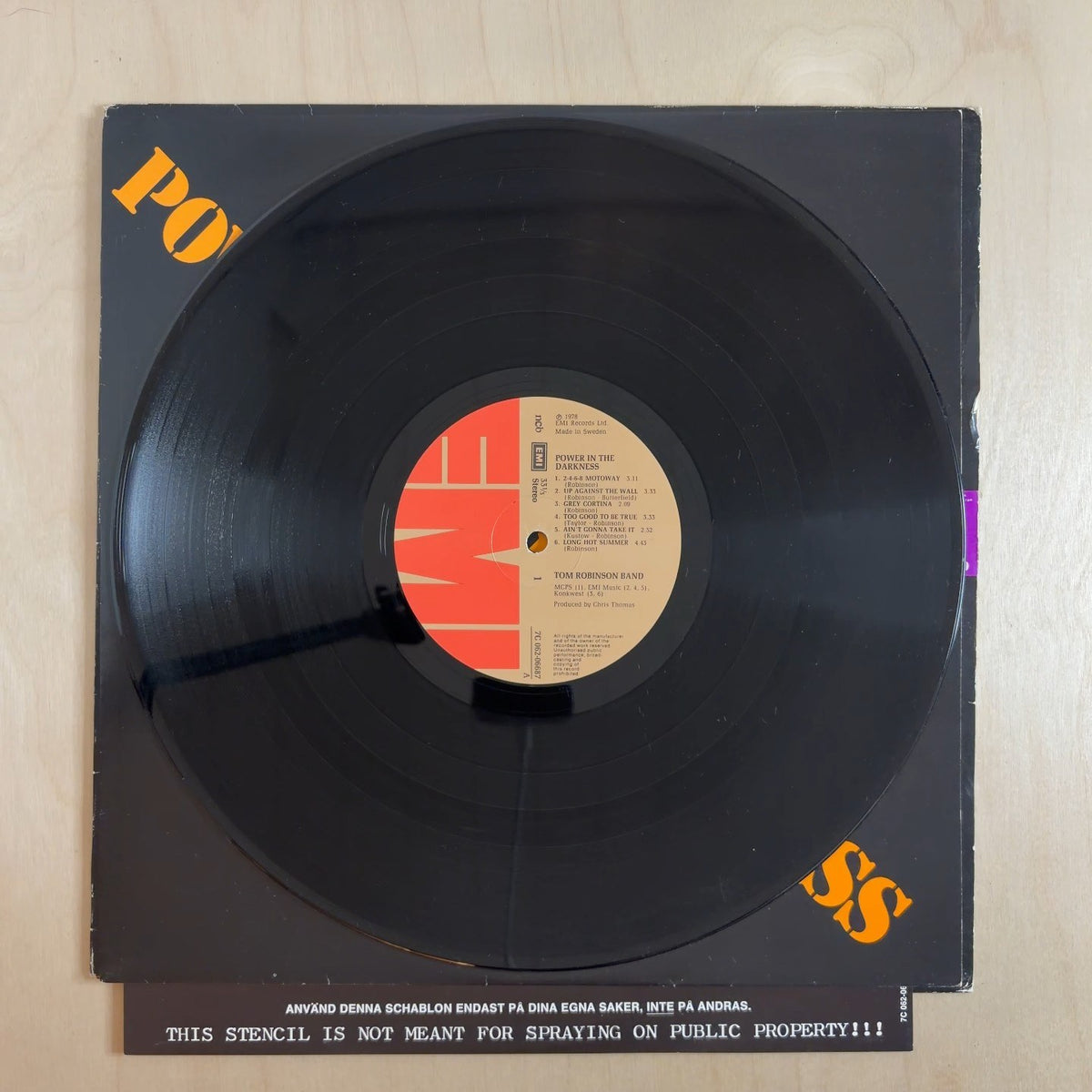 Tom Robinson Band – Power In The Darkness – record label
