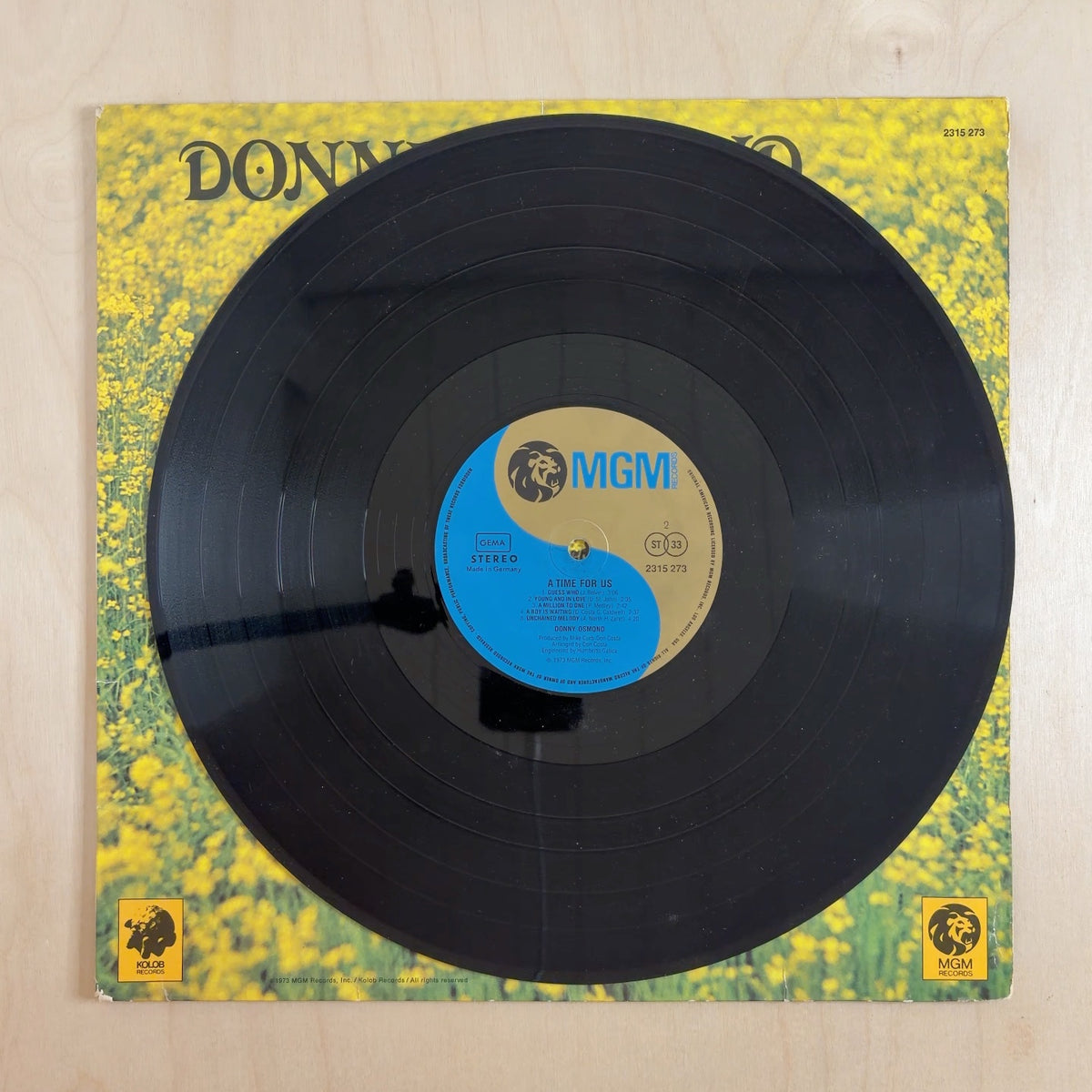 Donny Osmond – A Time For Us – record label