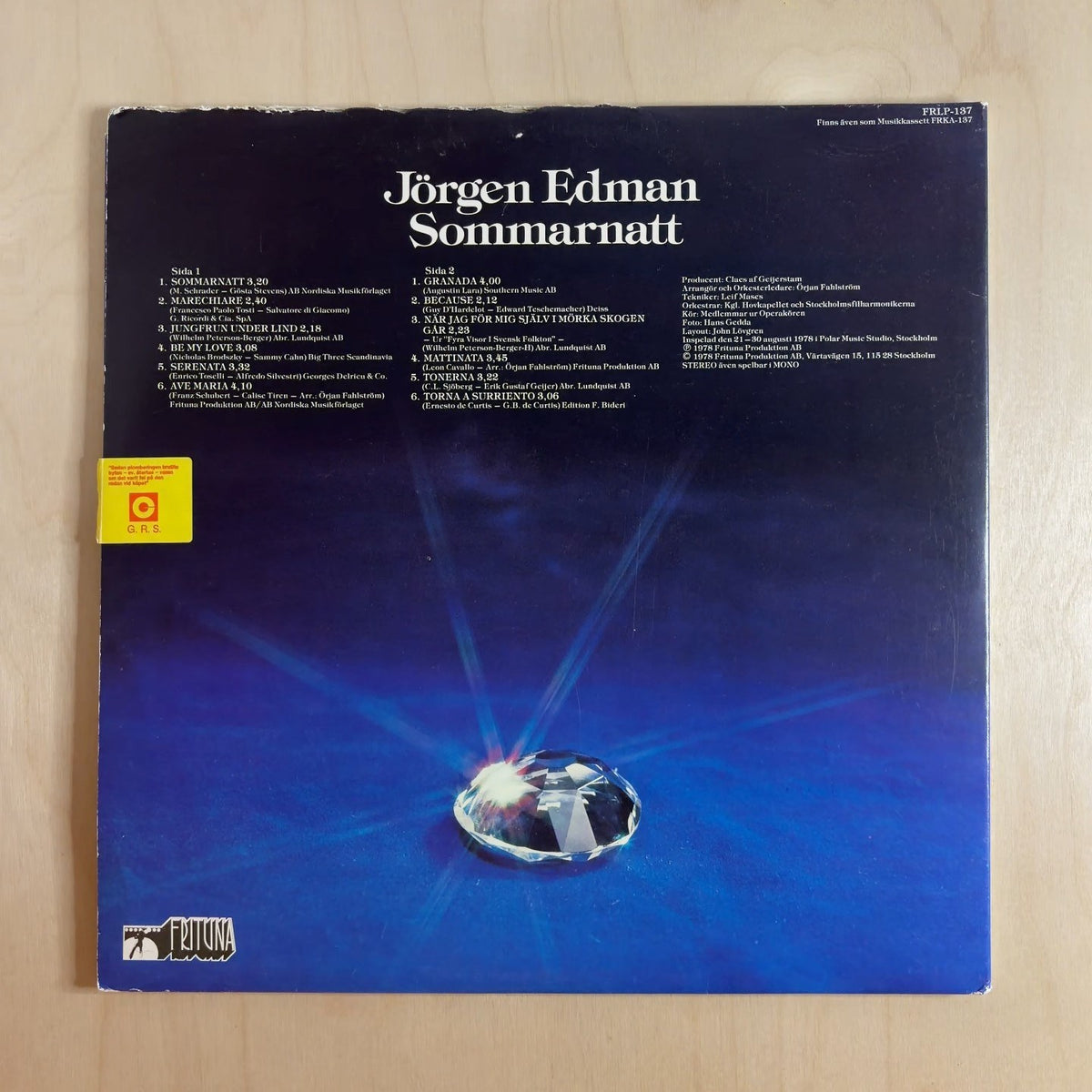 Jörgen Edman – Sommarnatt – back cover