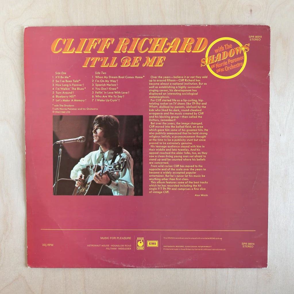Cliff Richard & The Shadows, Cliff Richard, Norrie Paramor And His Orchestra – It'll Be Me – back cover