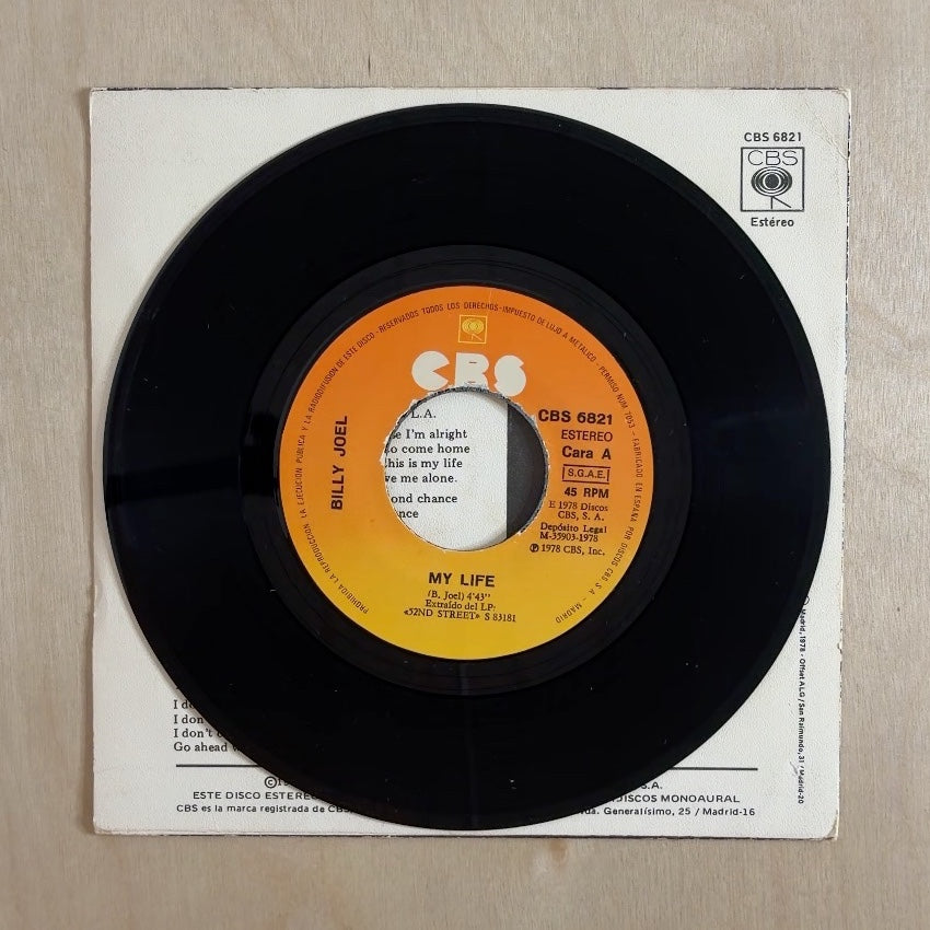 Billy Joel – My Life / 52nd Street – record label