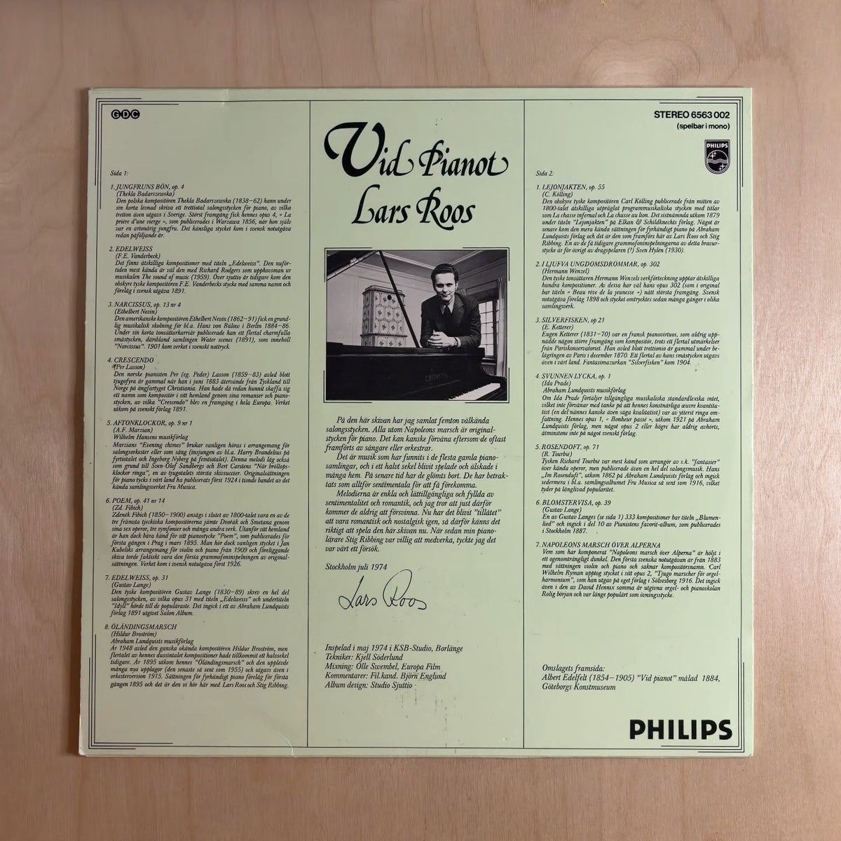 Lars Roos – Vid Pianot – back cover