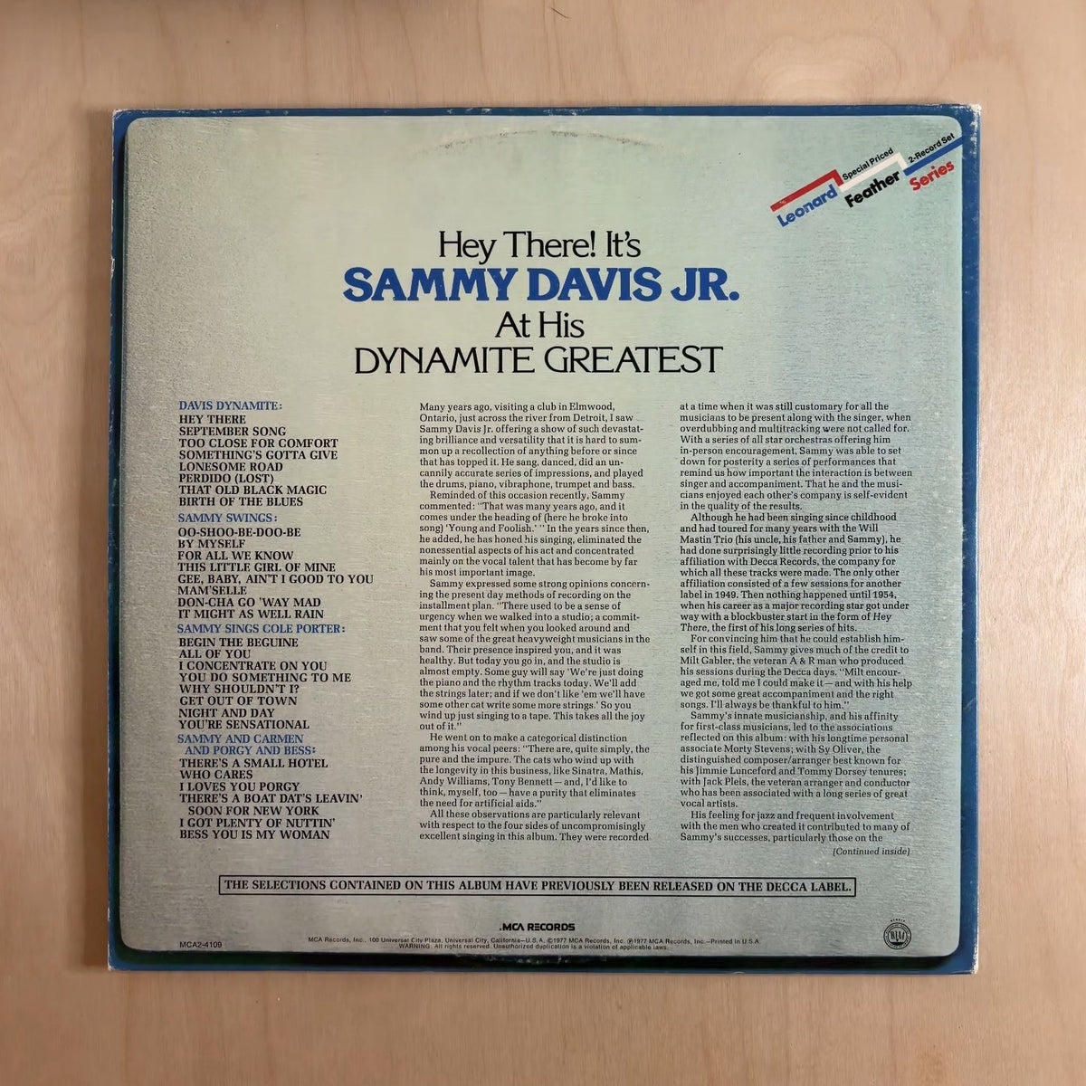 Sammy Davis Jr. – Hey There! It's Sammy Davis Jr. At His Dynamite Greatest – back cover
