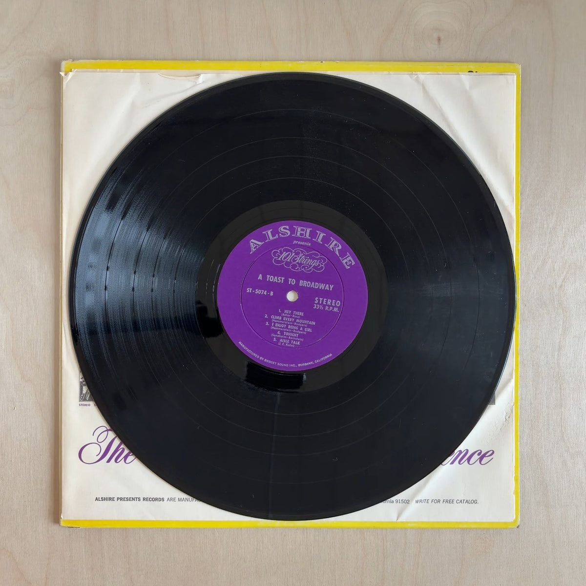 101 Strings – A Toast To Broadway – record label
