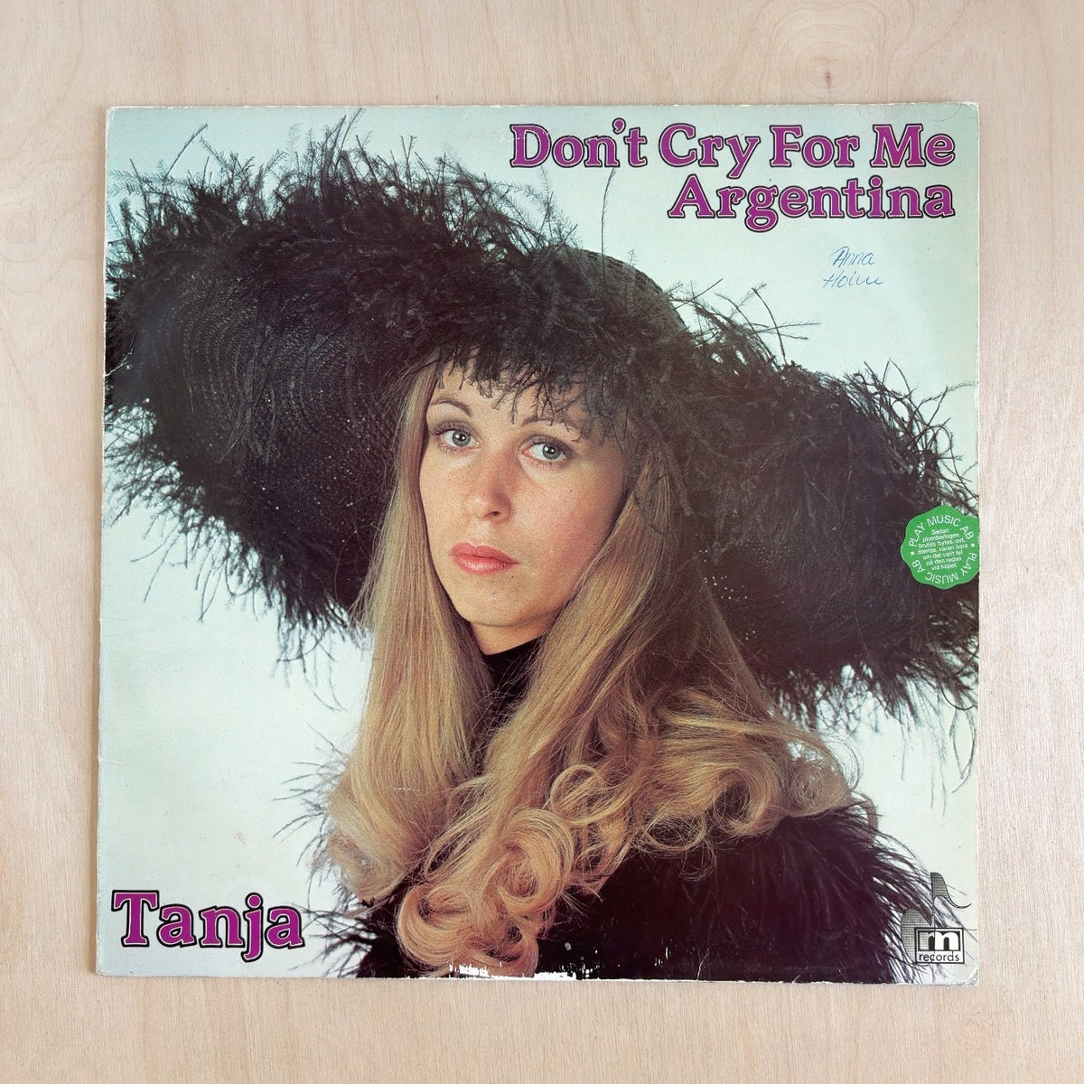 Tania – Don't Cry For Me Argentina – front cover
