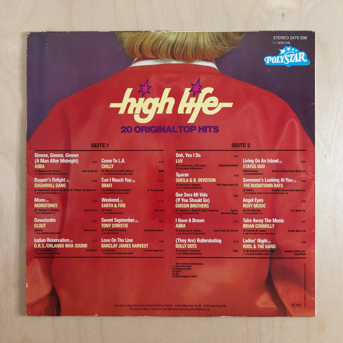 Various – High Life (20 Original Top Hits) – back cover