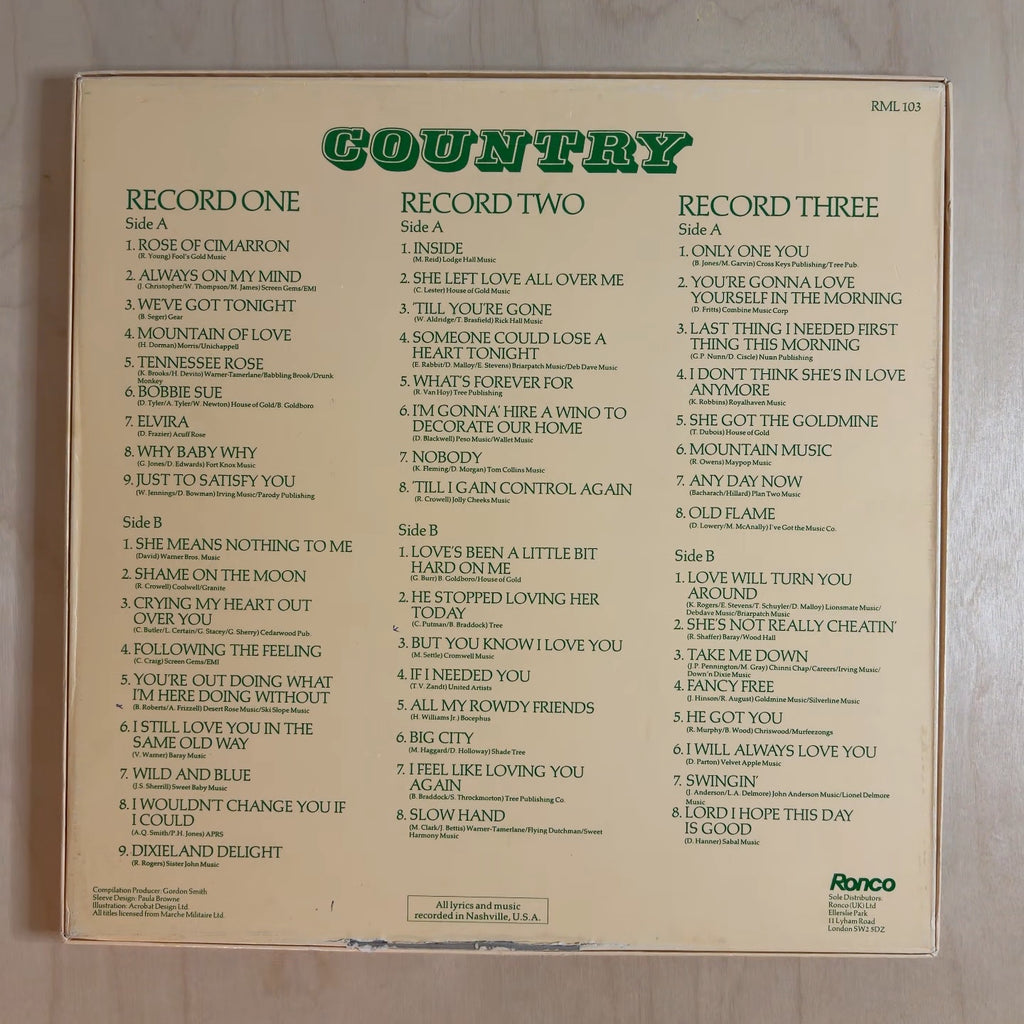 Unknown Artist – Country, 50 Great Nashville Hits – back cover