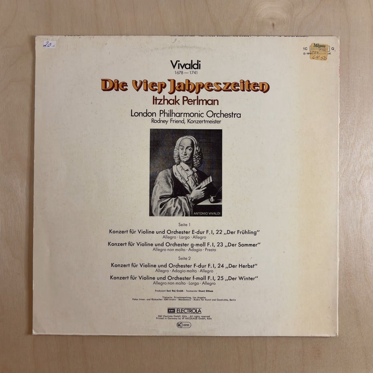 Antonio Vivaldi, Itzhak Perlman, London Philharmonic Orchestra, Rodney Friend – Die Vier Jahreszeiten – back cover