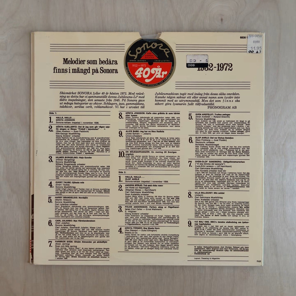 Various – Sonora 40 År – back cover