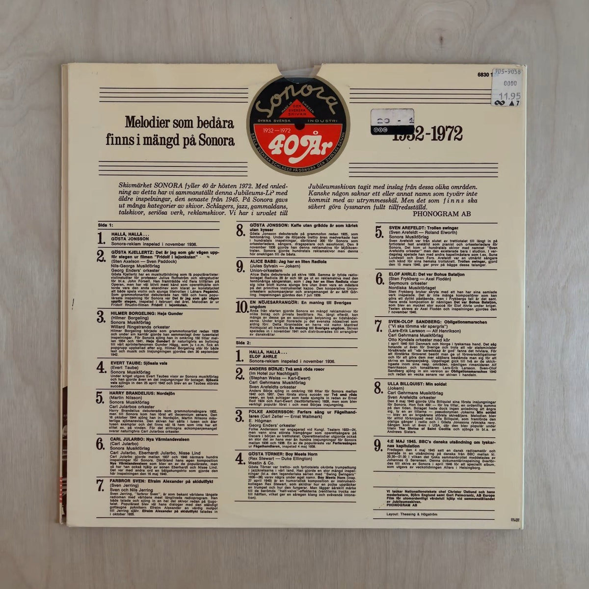 Various – Sonora 40 År – back cover