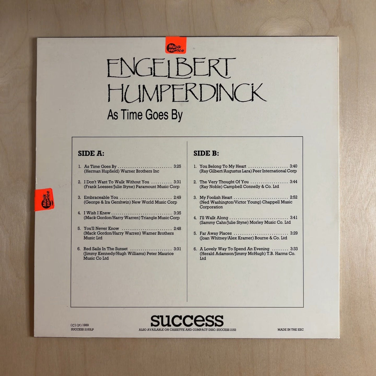 Engelbert Humperdinck – As Time Goes By – back cover
