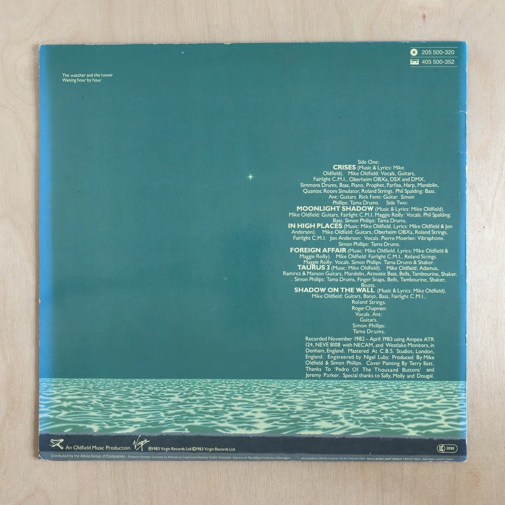 Mike Oldfield – Crises – back cover