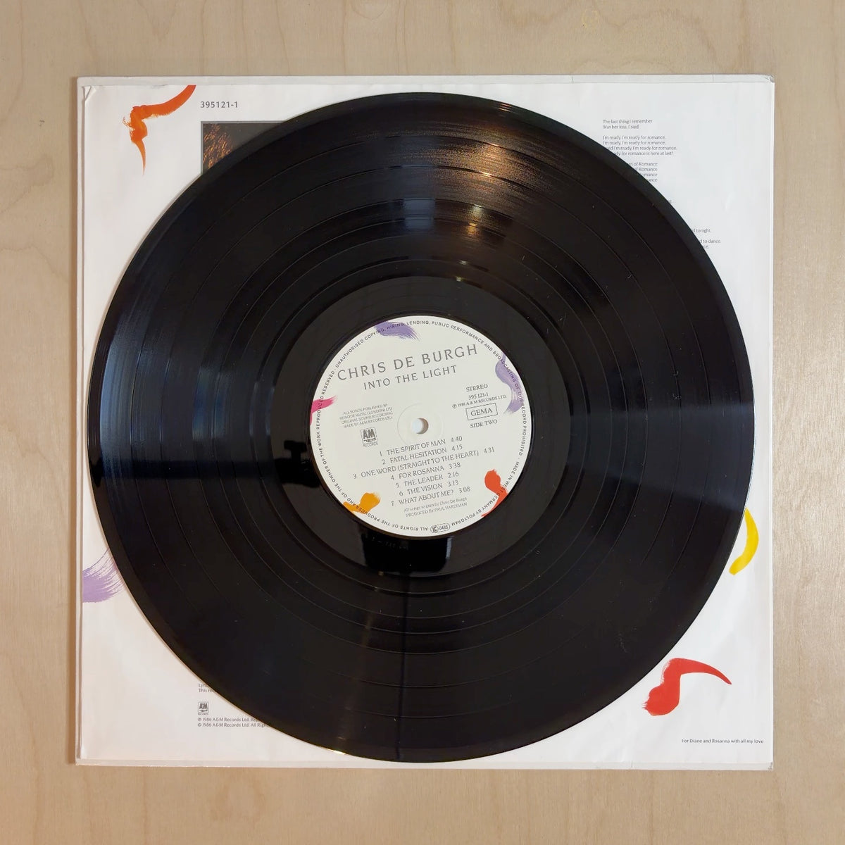 Chris de Burgh – Into The Light – record label