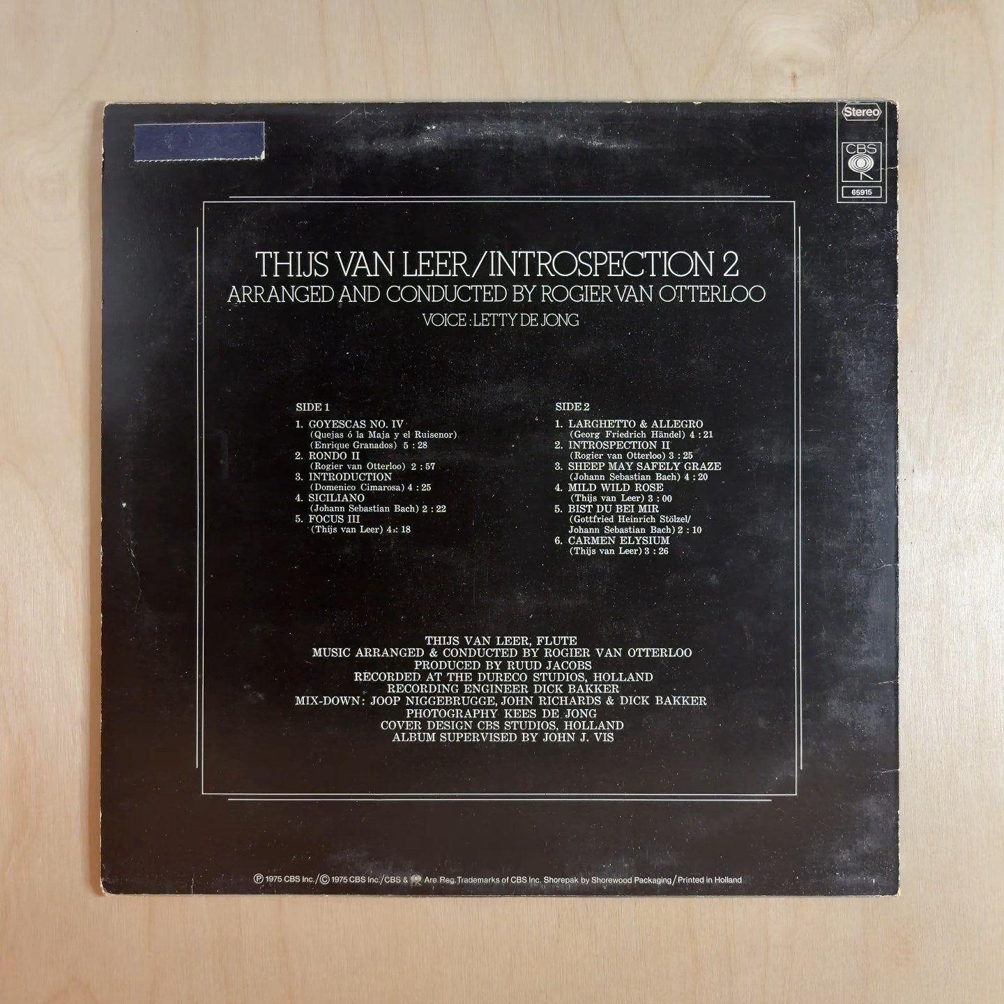 Thijs van Leer – Introspection 2 – back cover