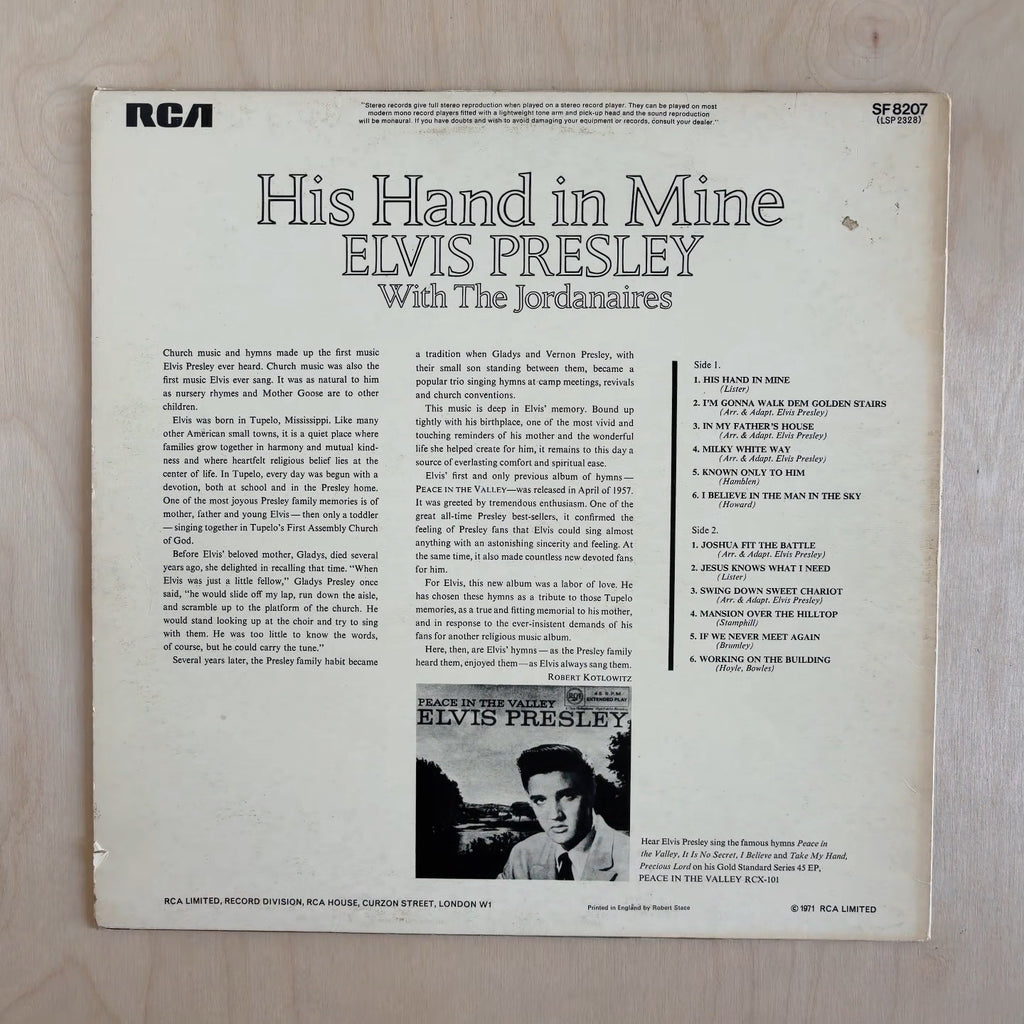 Elvis Presley – His Hand In Mine – back cover
