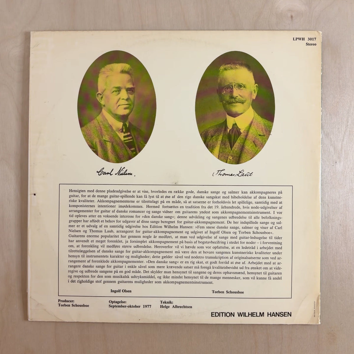 Carl Nielsen, Thomas Laub, Ingolf Olsen – Danske Sange, Salmer Og Viser – back cover