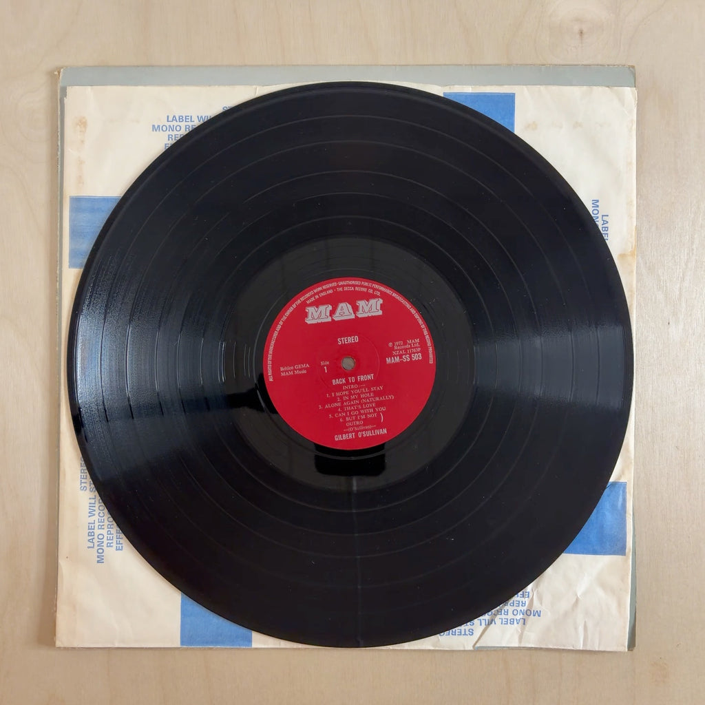 Gilbert O'Sullivan – Back To Front – record label