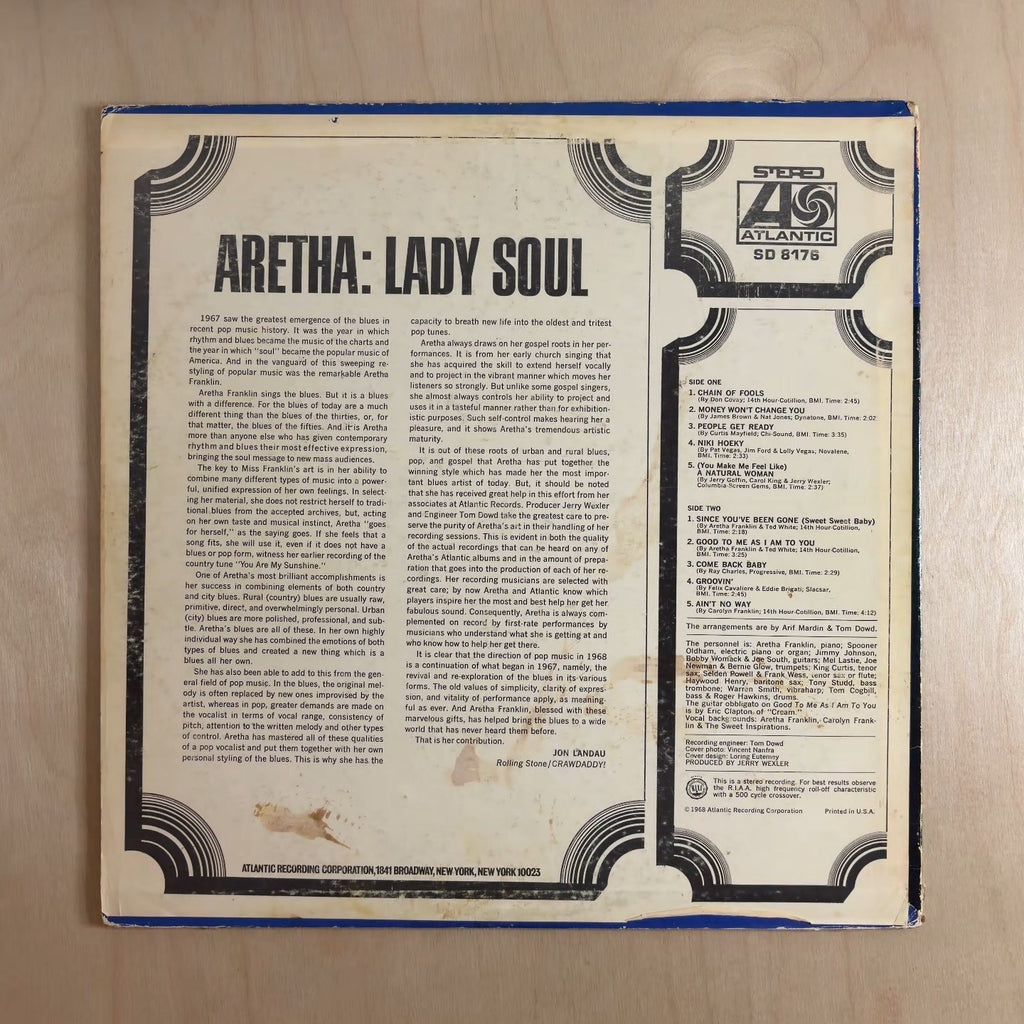 Aretha Franklin – Lady Soul – back cover