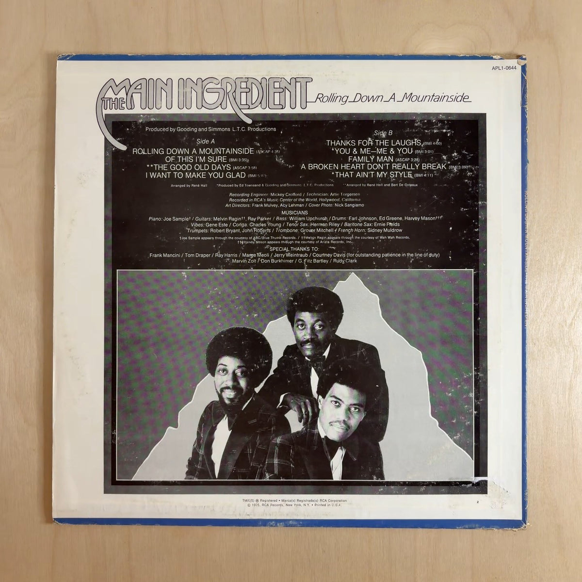 The Main Ingredient – Rolling Down A Mountainside – back cover