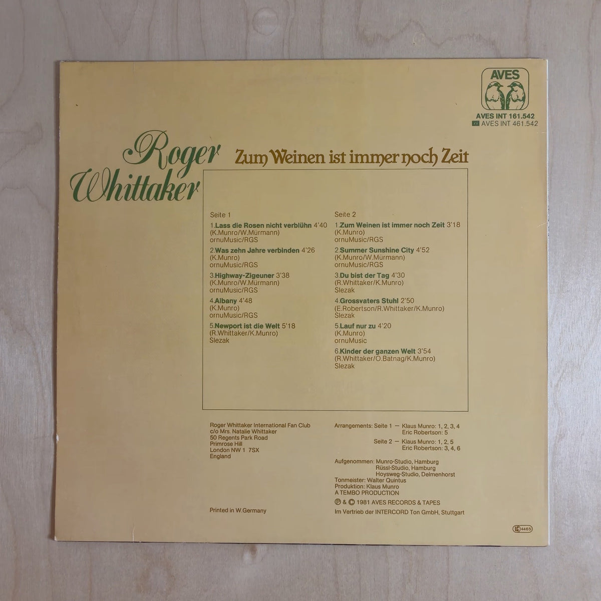 Roger Whittaker – Zum Weinen Ist Immer Noch Zeit