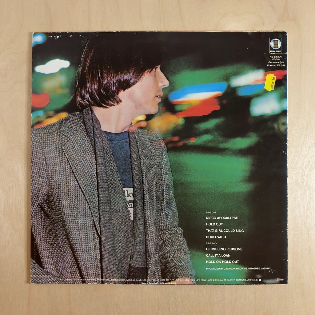 Jackson Browne – Hold Out – back cover