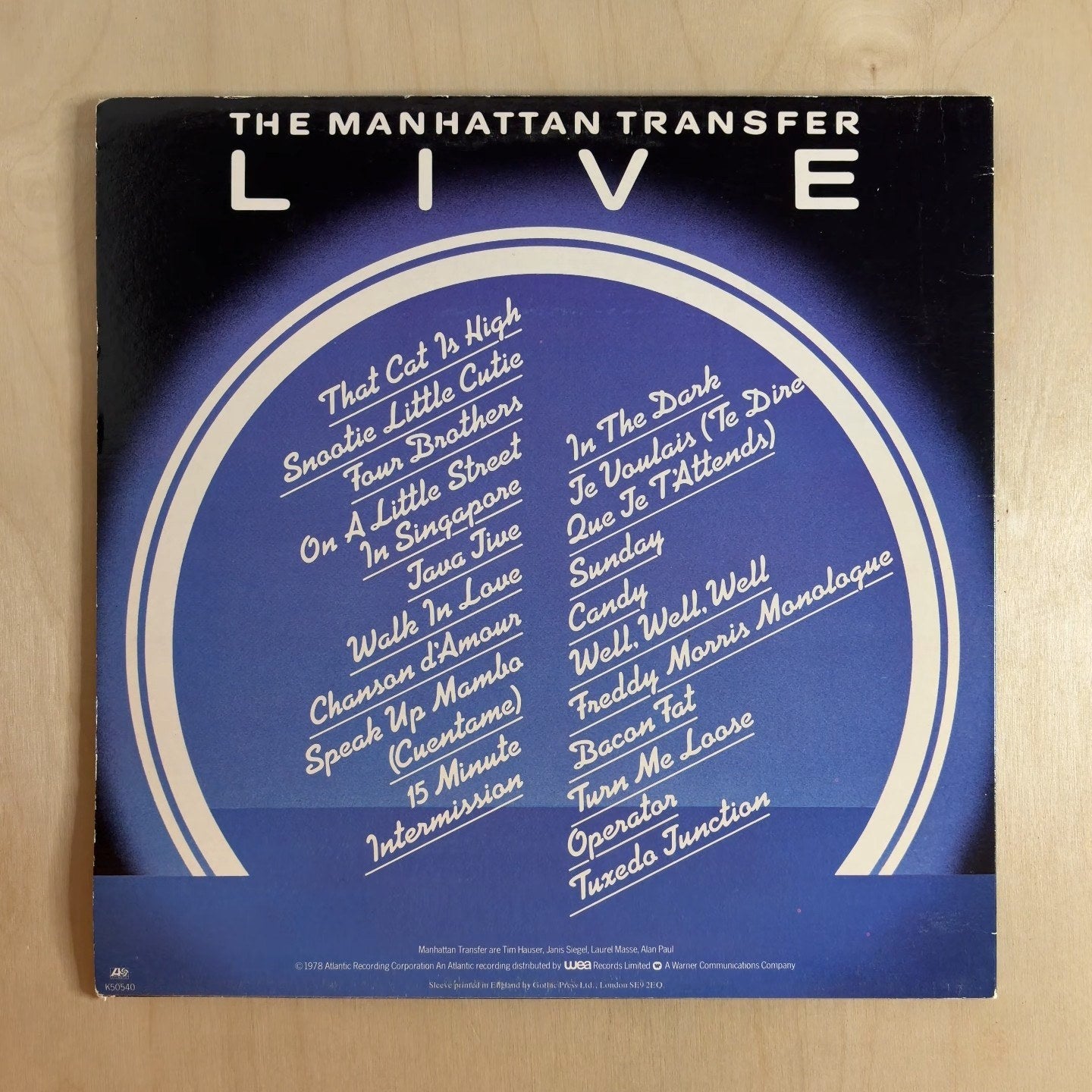 The Manhattan Transfer – Live – back cover