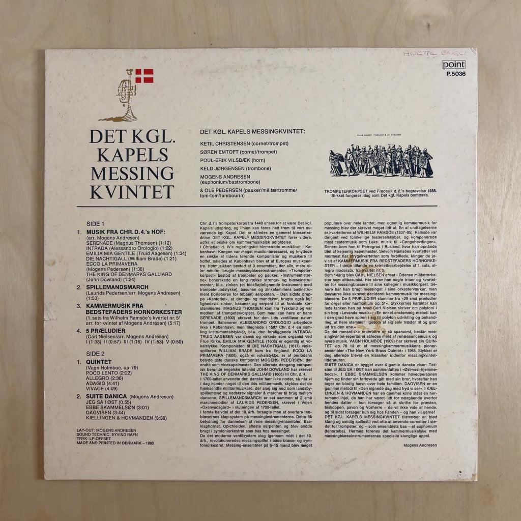 Det Kgl. Kapels Messingkvintet – Det Kgl. Kapels Messingkvintet – back cover
