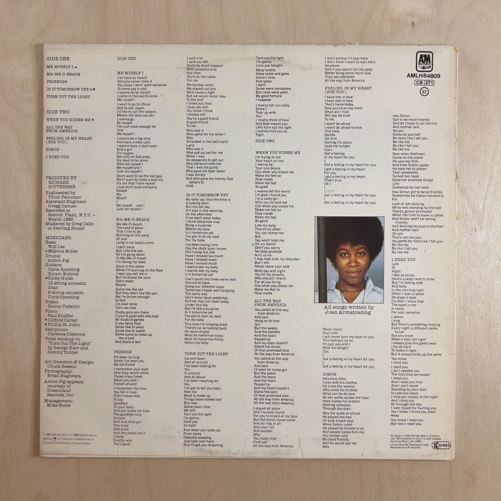Joan Armatrading – Me Myself I – back cover