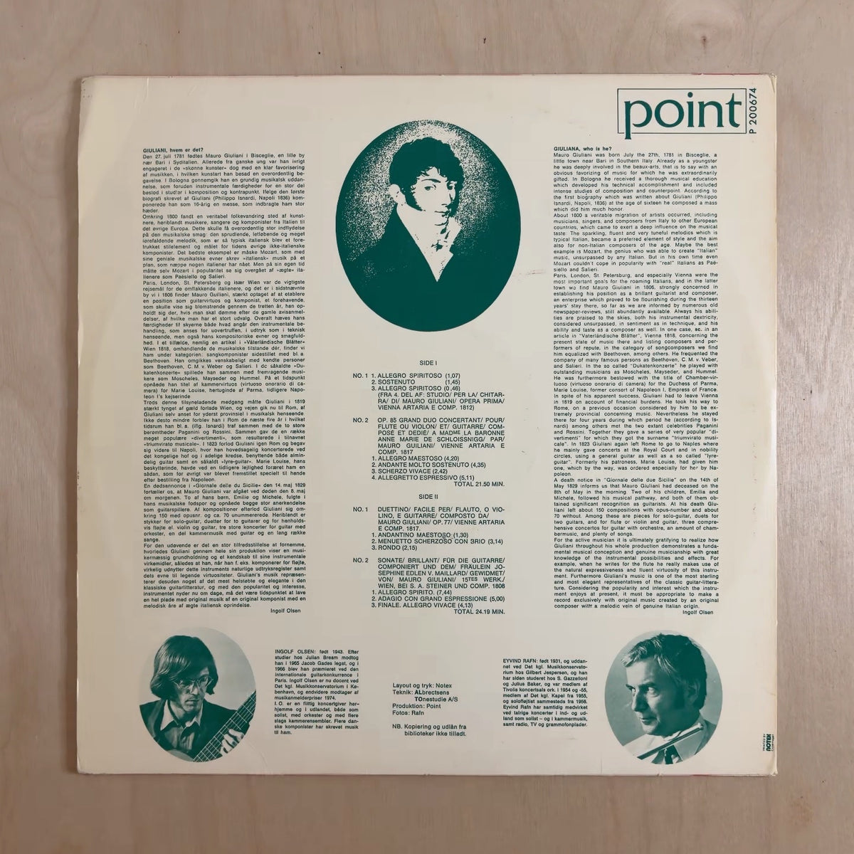 Eyvind Rafn, Ingolf Olsen – Mauro Giuliani – back cover