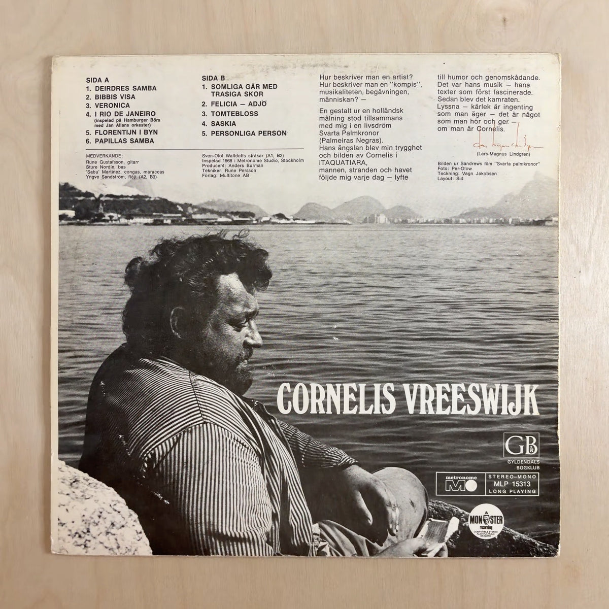 Cornelis Vreeswijk – Tio Vackra Visor Och Personliga Person – back cover