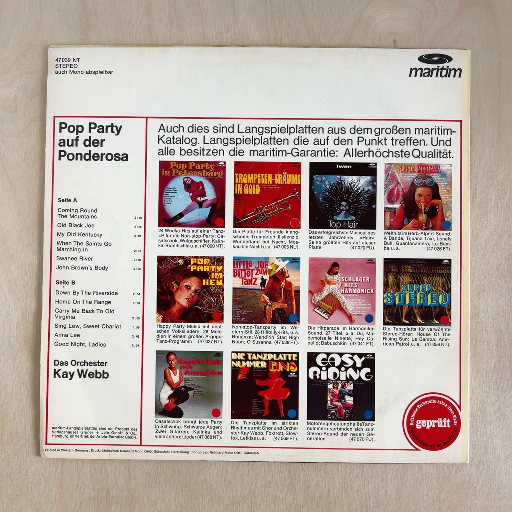 Orchester Kay Webb – Pop Party Auf Der Ponderosa – back cover