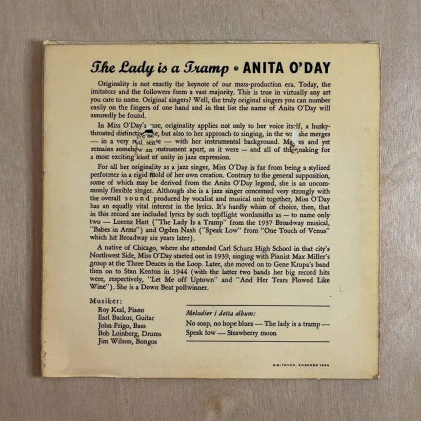Anita O'Day – The Lady Is A Tramp – back cover